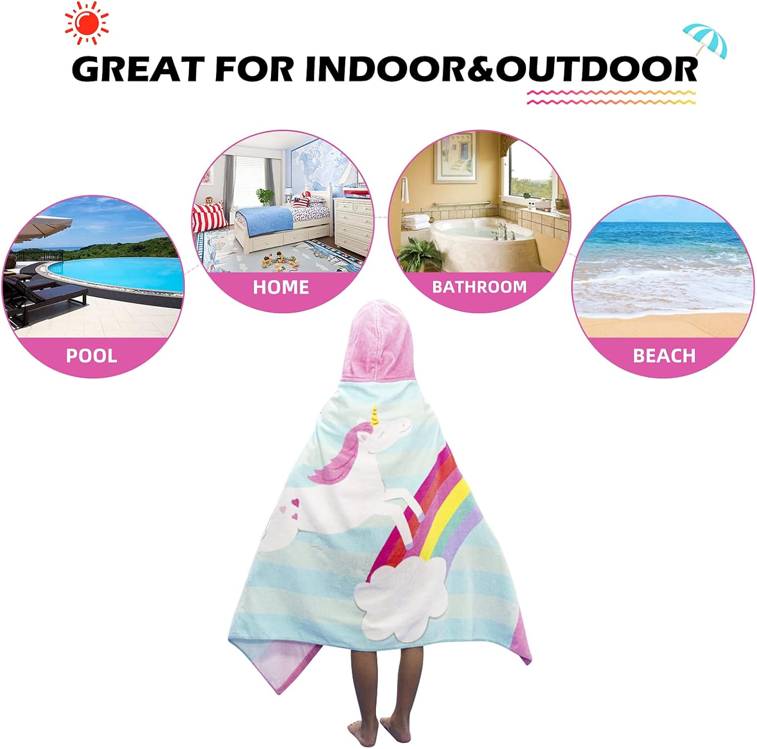 BANGSAUR Kids Beach Towels with Hood