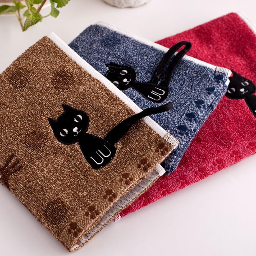 Kissvian 3 Pack Cute Kitten Themed Hand Towels