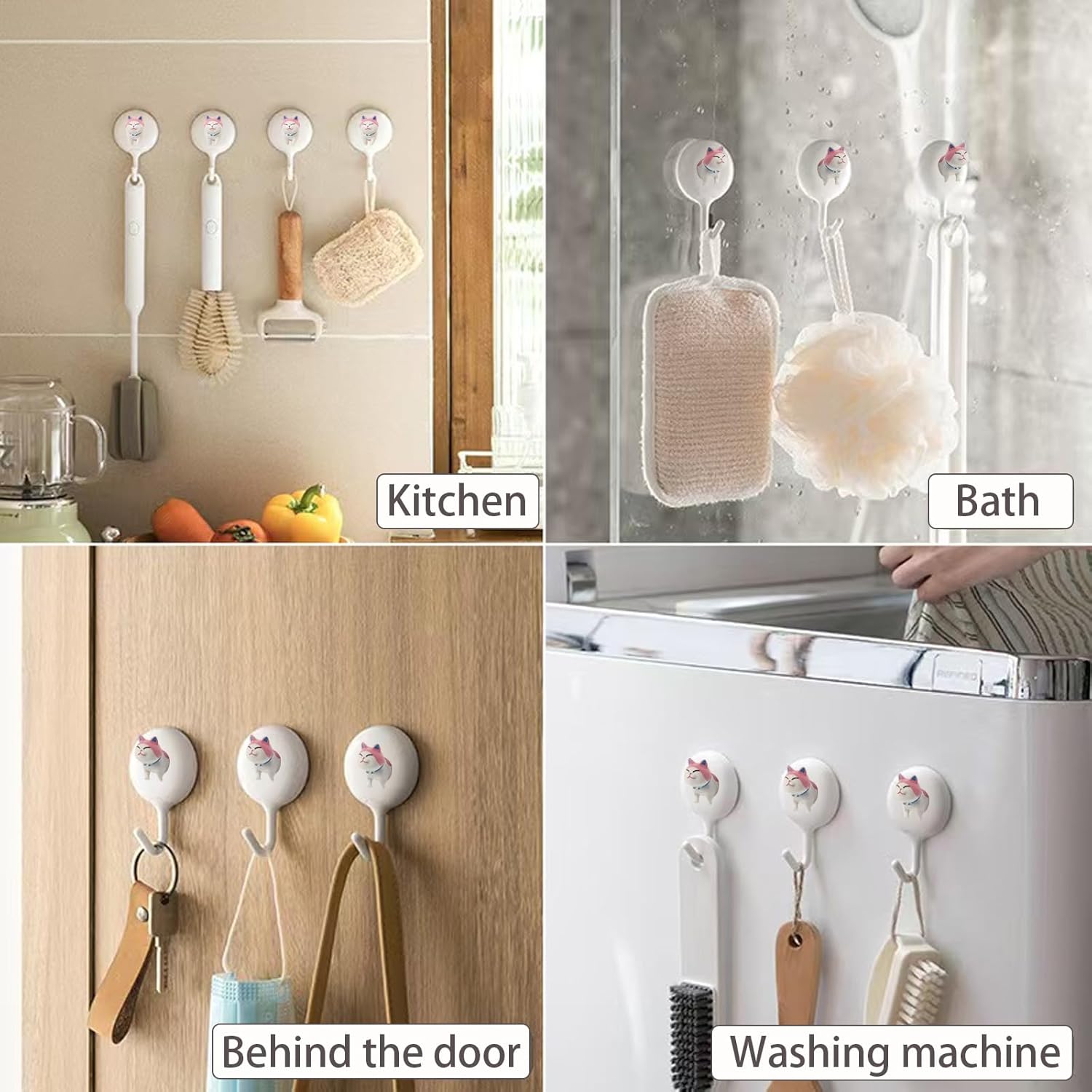 Stainless Steel Soap Holder with 4 Cat Head Hooks for Bathroom Organization