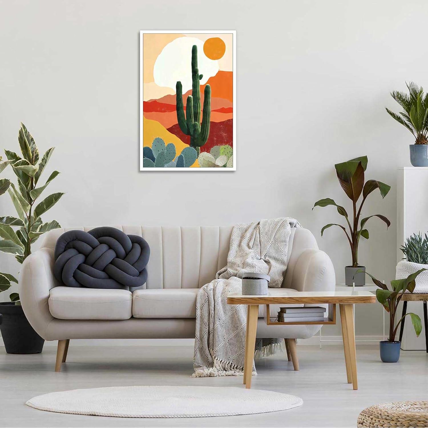 Vintage Desert Landscape Cactus Sunset Poster 24x36in