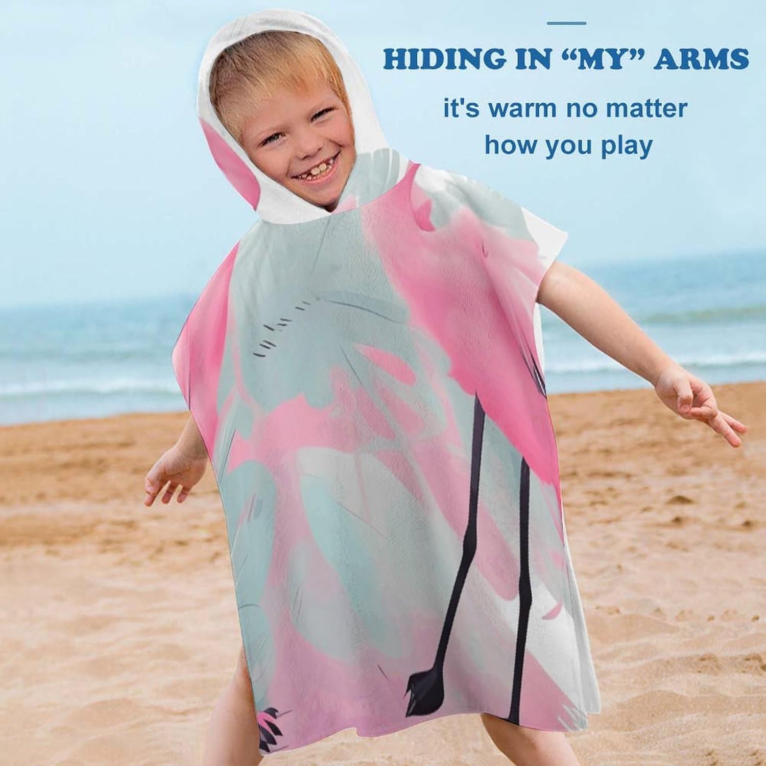 Love Flamingo Kids Hooded Bath Towel