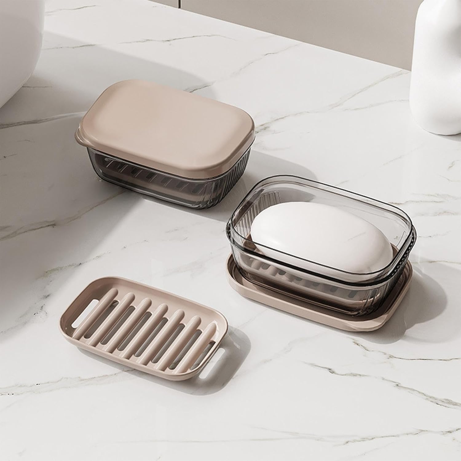 Leakproof Travel Soap Case with Lid and Drainage Tray