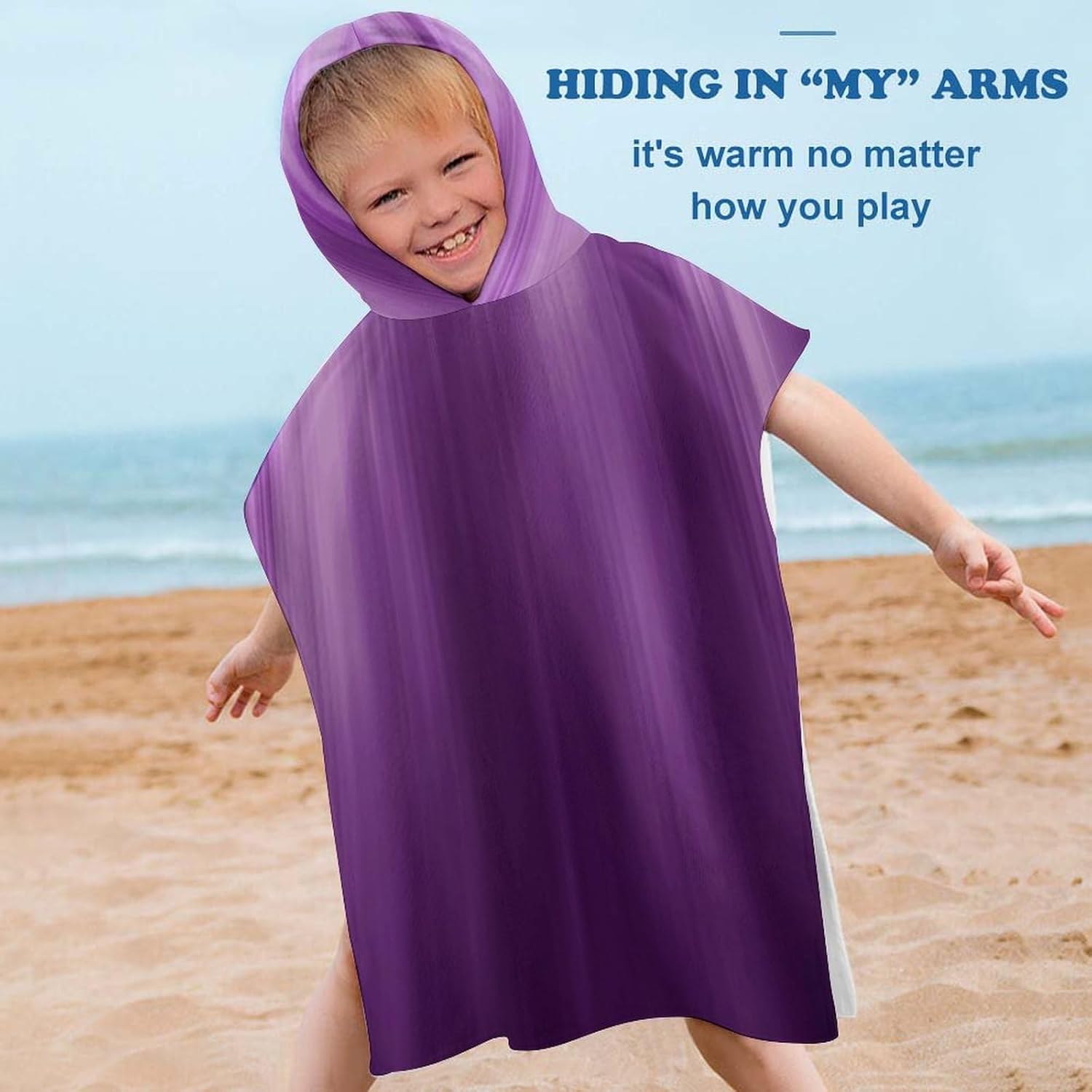Kids Hooded Bath Towel Purple with Light Print
