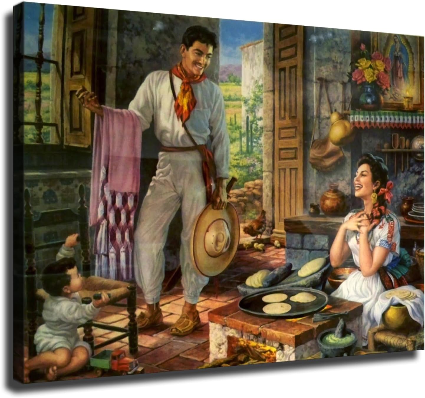 Mexican Folk Art HD Wall Art Poster 12x16 Inch Canvas Print