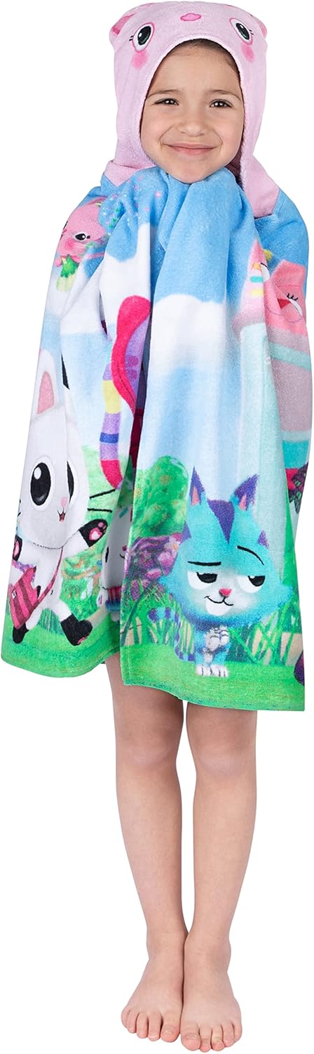Franco Kids DreamWorks Gabbys Dollhouse Hooded Bath Towel Wrap