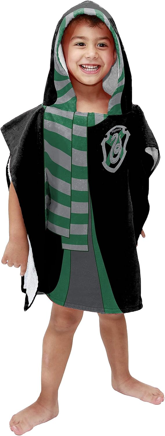 Jay Franco Harry Potter Slytherin Kids Bath Poncho - Super Soft Cotton Towel