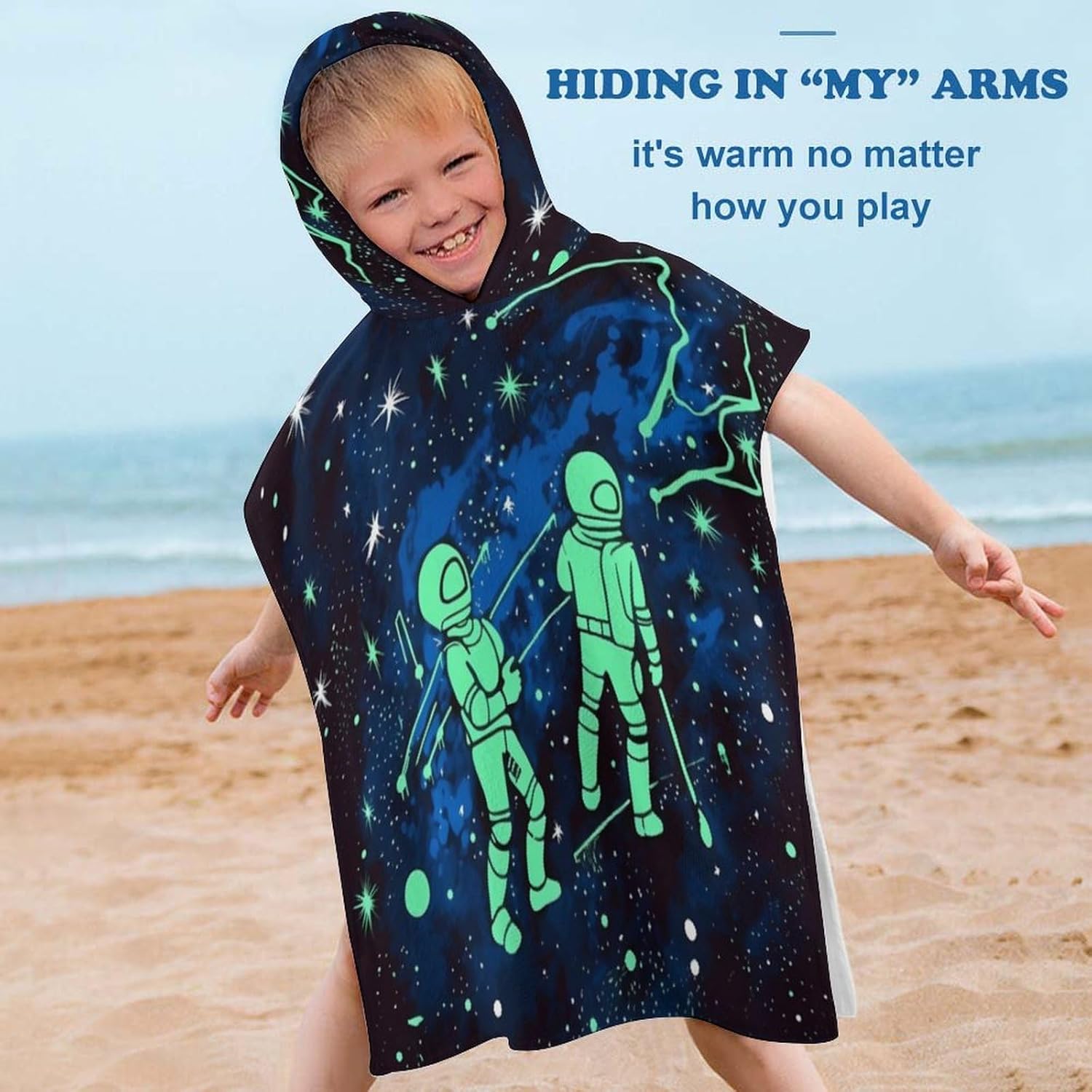 Glow in The Dark Kids Hooded Towel Poncho 1