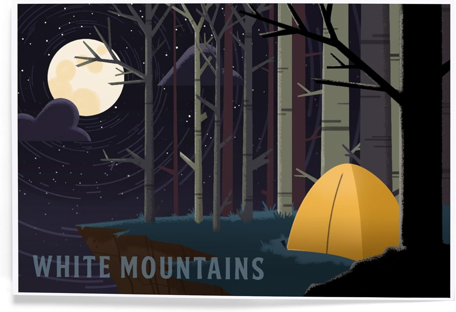 Lantern Press 8x12 Art Print White Mountains Camping