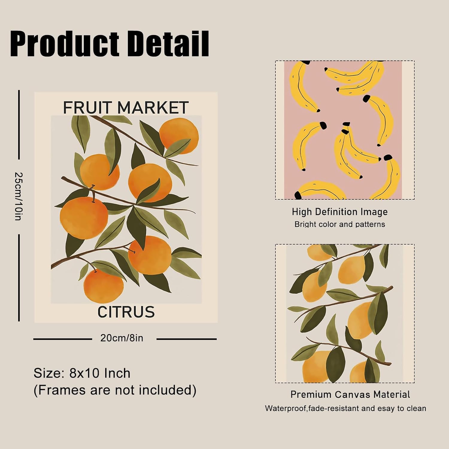 KBKBART Fruit Market Wall Art Print Set of 9