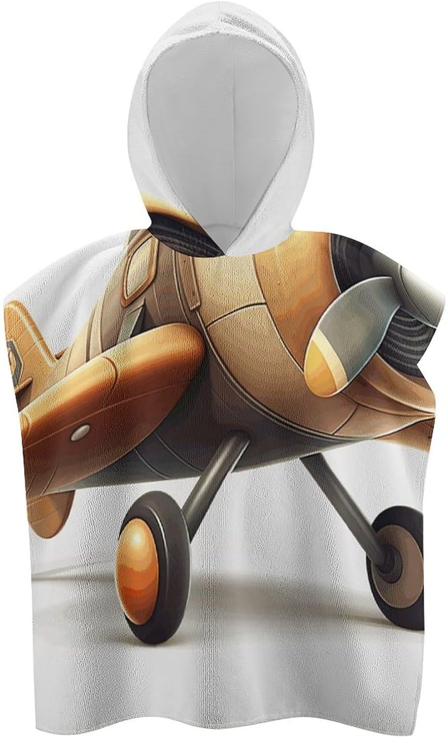 Kids Bath Towel with Hood Yellow Airplane Print