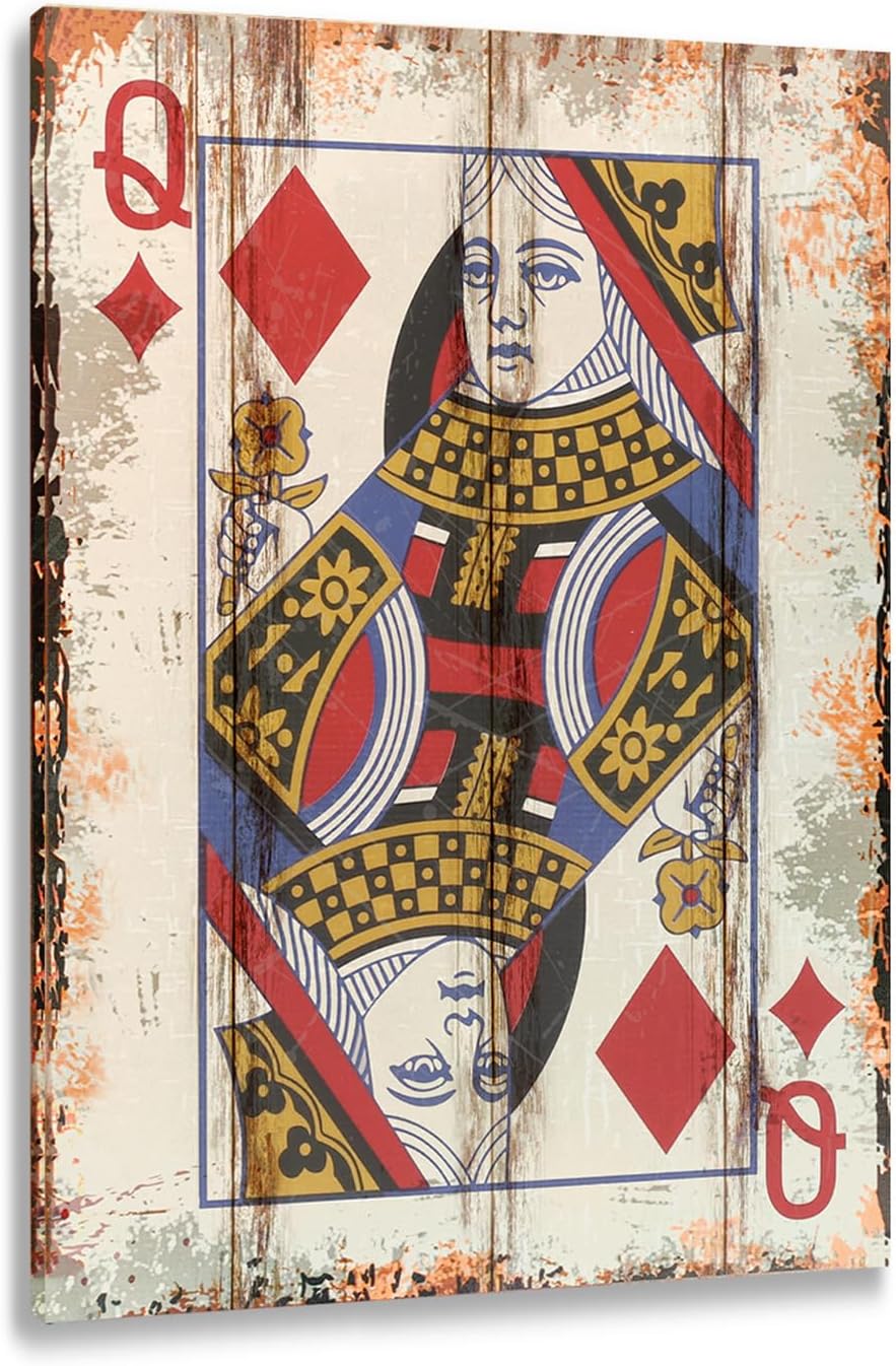 Treeperi Poker Canvas Wall Art Print Queen of Diamonds Decor