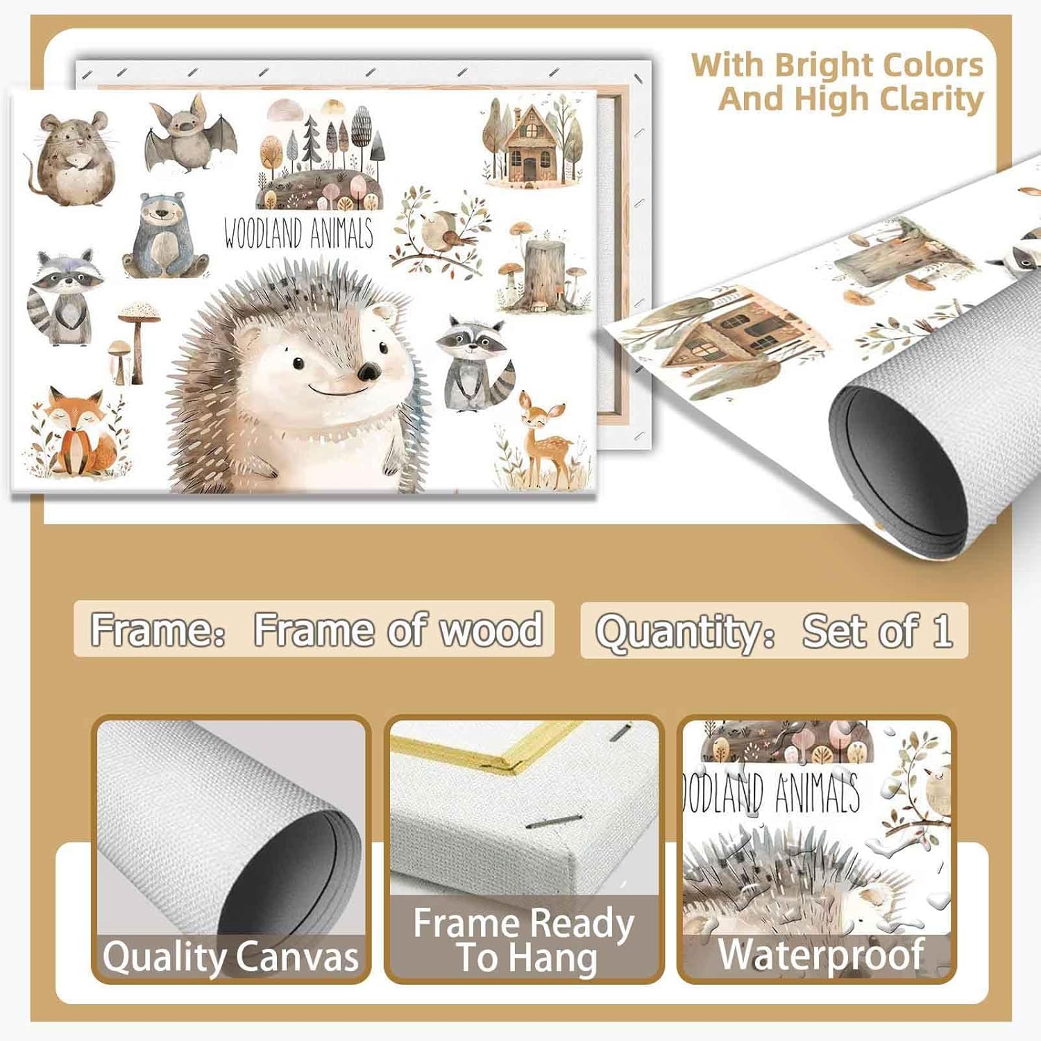 Woodland Animal Education Science Posters Framed 12x16in