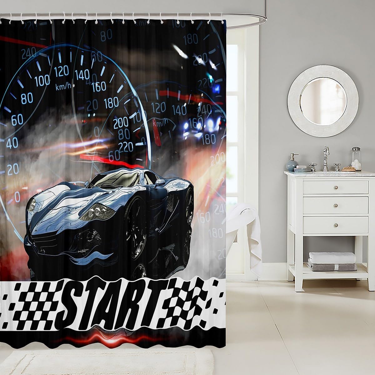 Feelyou Racing Car Shower Curtain 72x72 Kids