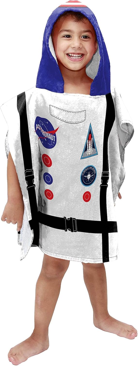 Jay Franco Trend Collector Astronaut Hooded Poncho Towel - 22x22 Inch Cotton