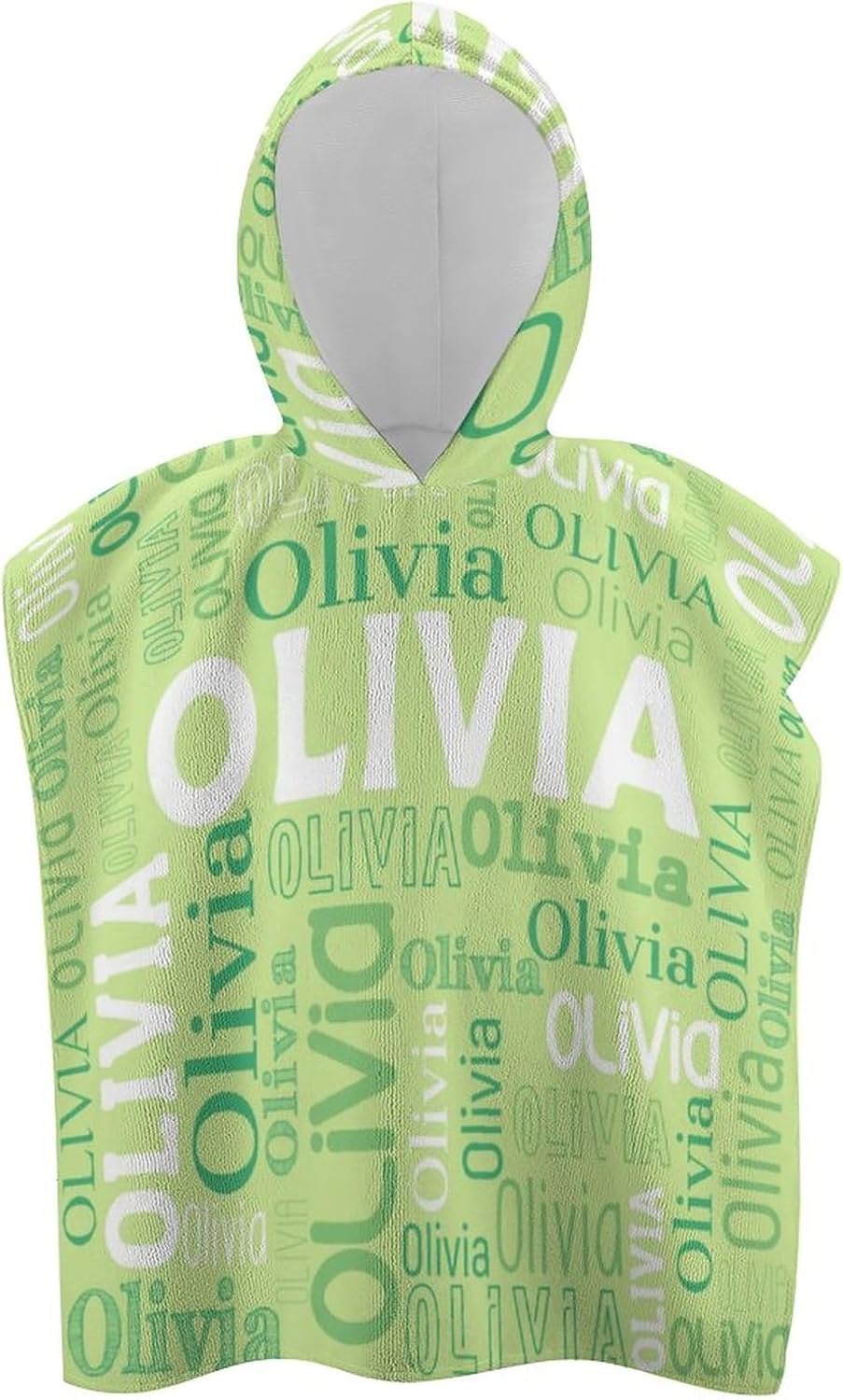 Husguciy Personalized Hooded Bath Towel for Kids Light Green