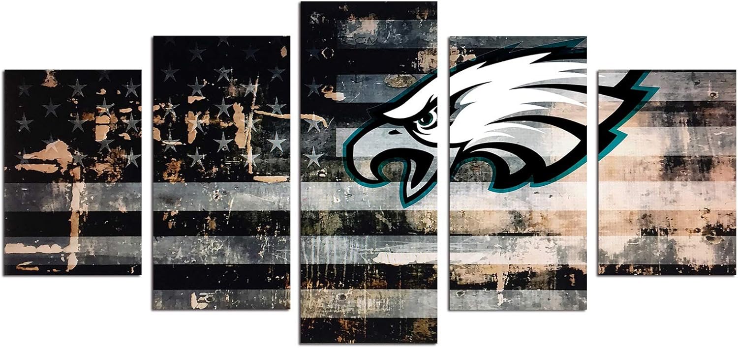 Philadelphia Sports Teams Canvas Wall Art Poster 5 Pieces