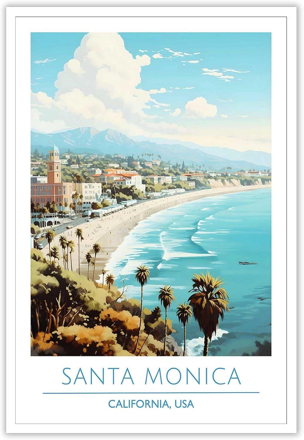 Santa Monica Coast Poster 24x36in Unframed