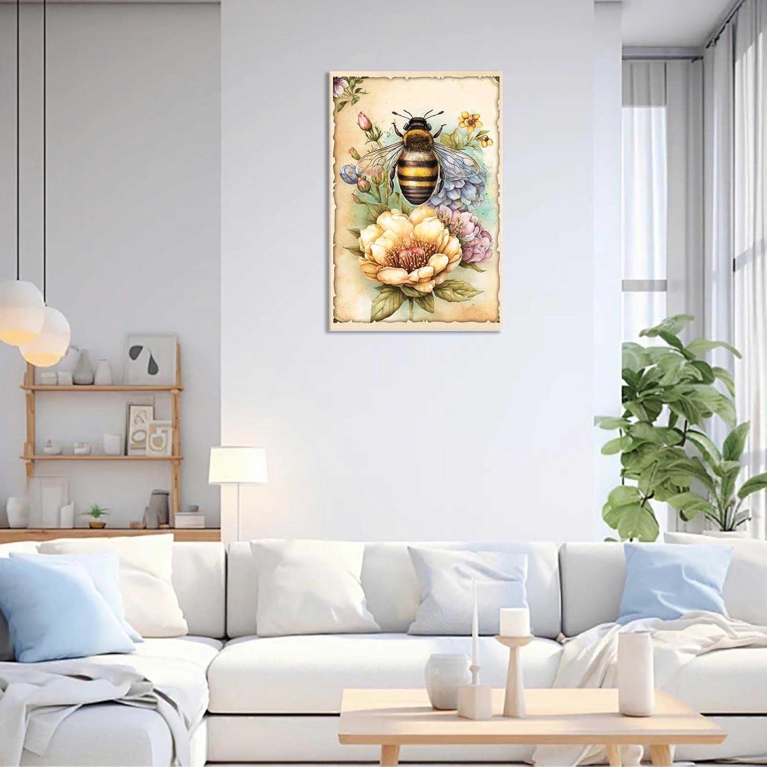 Vintage Floral Wasp Poster 24x36 Framed