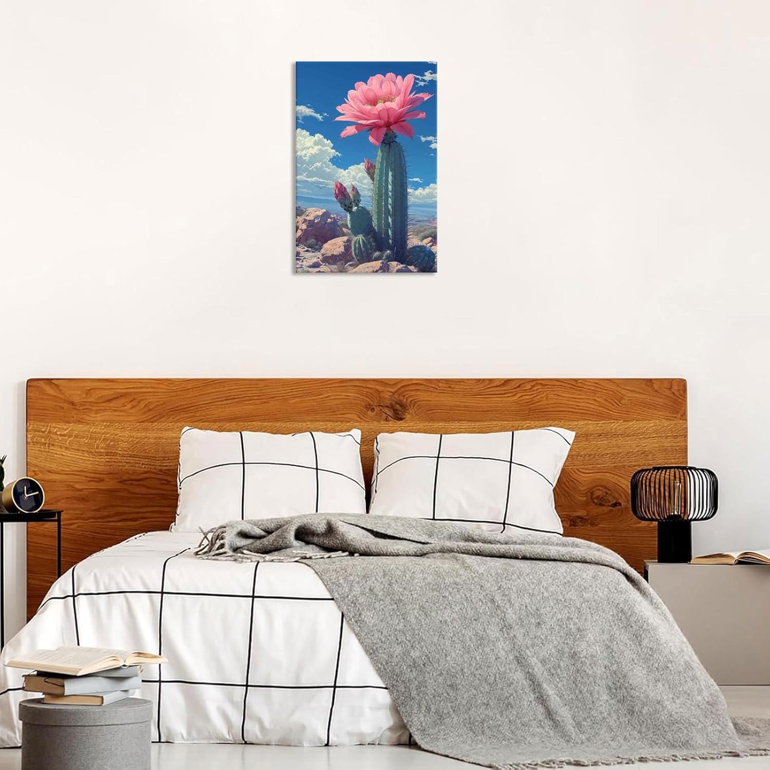 Desert Landscape Cactus Poster 12x16in Framed