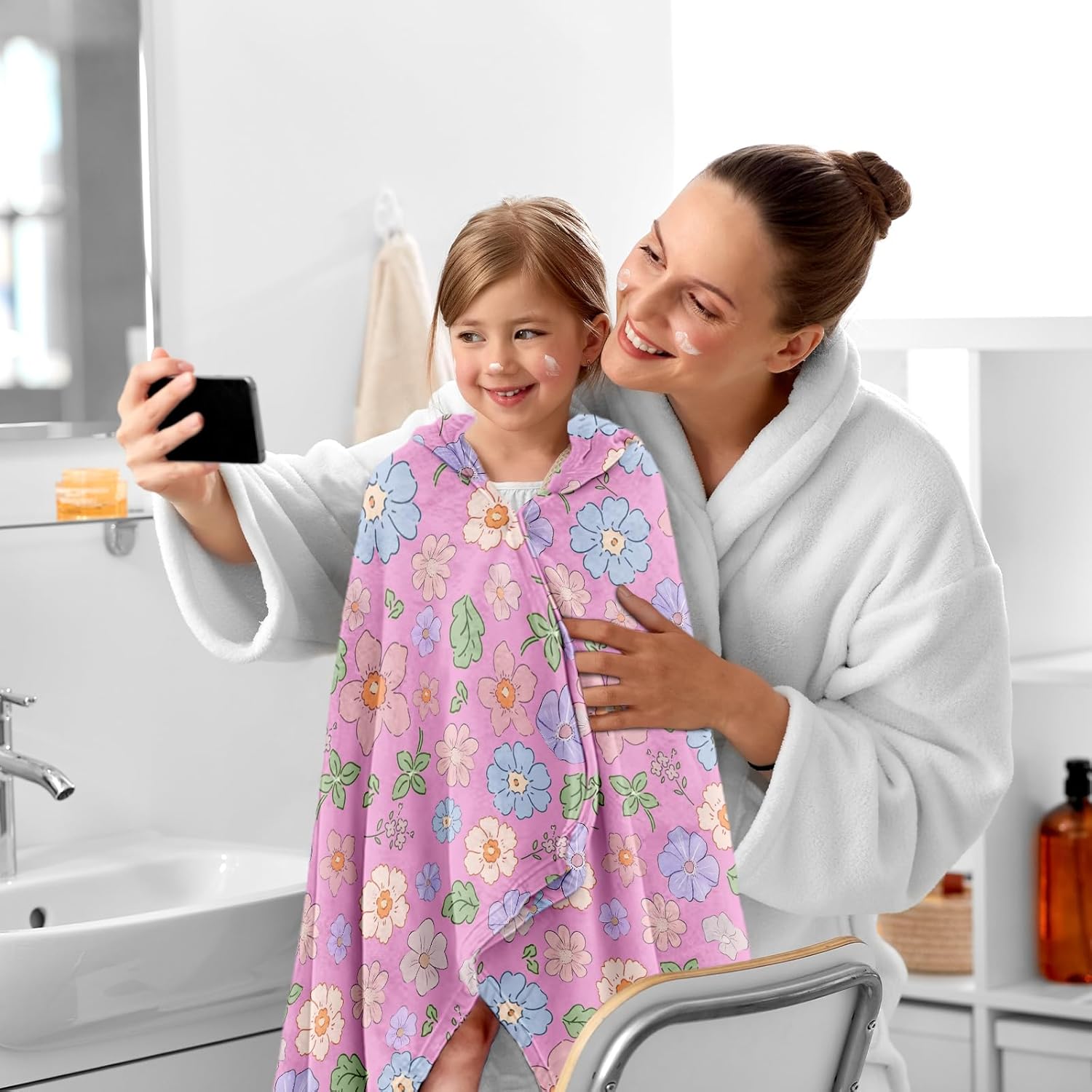 Cute Flower Hooded Bath Towel for Kids