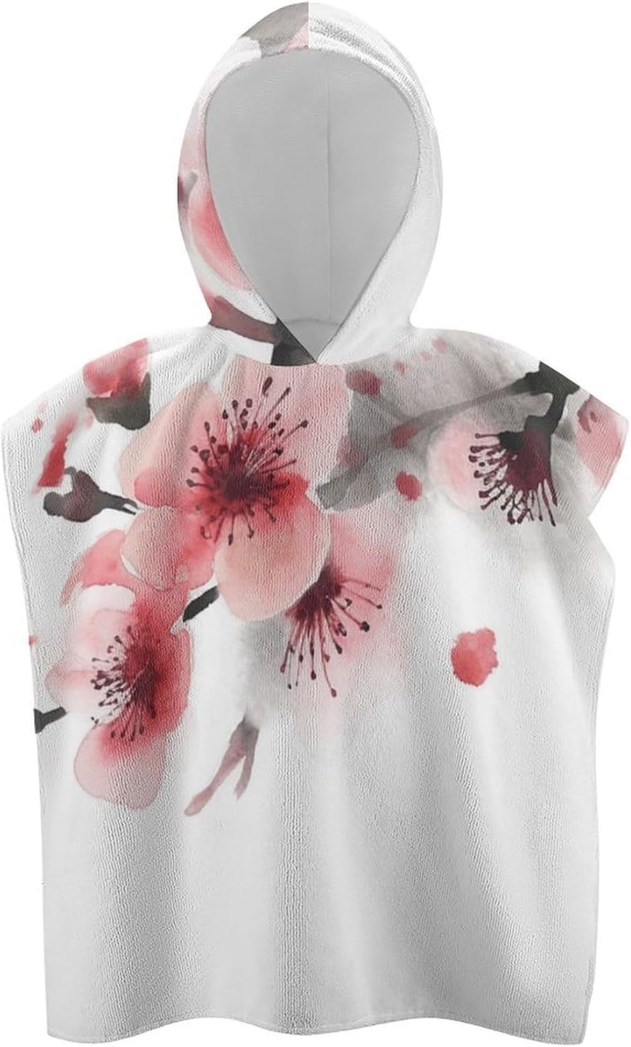 Kids Hooded Bath Towel with Cherry Florals Print