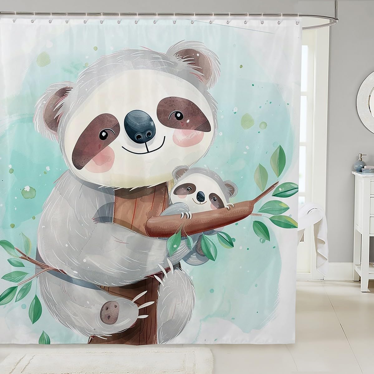 Feelyou Cute Koala Bath Curtain Set 72x72