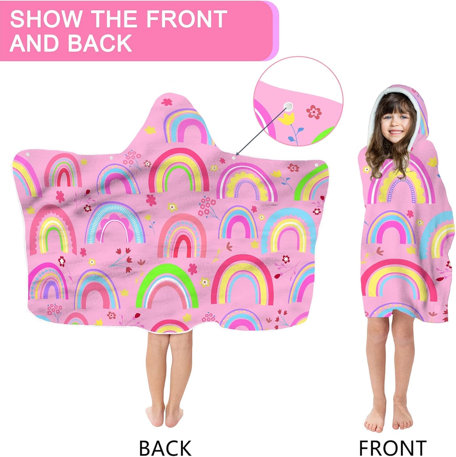 Bonsai Tree Rainbow Hooded Beach Towel for Kids