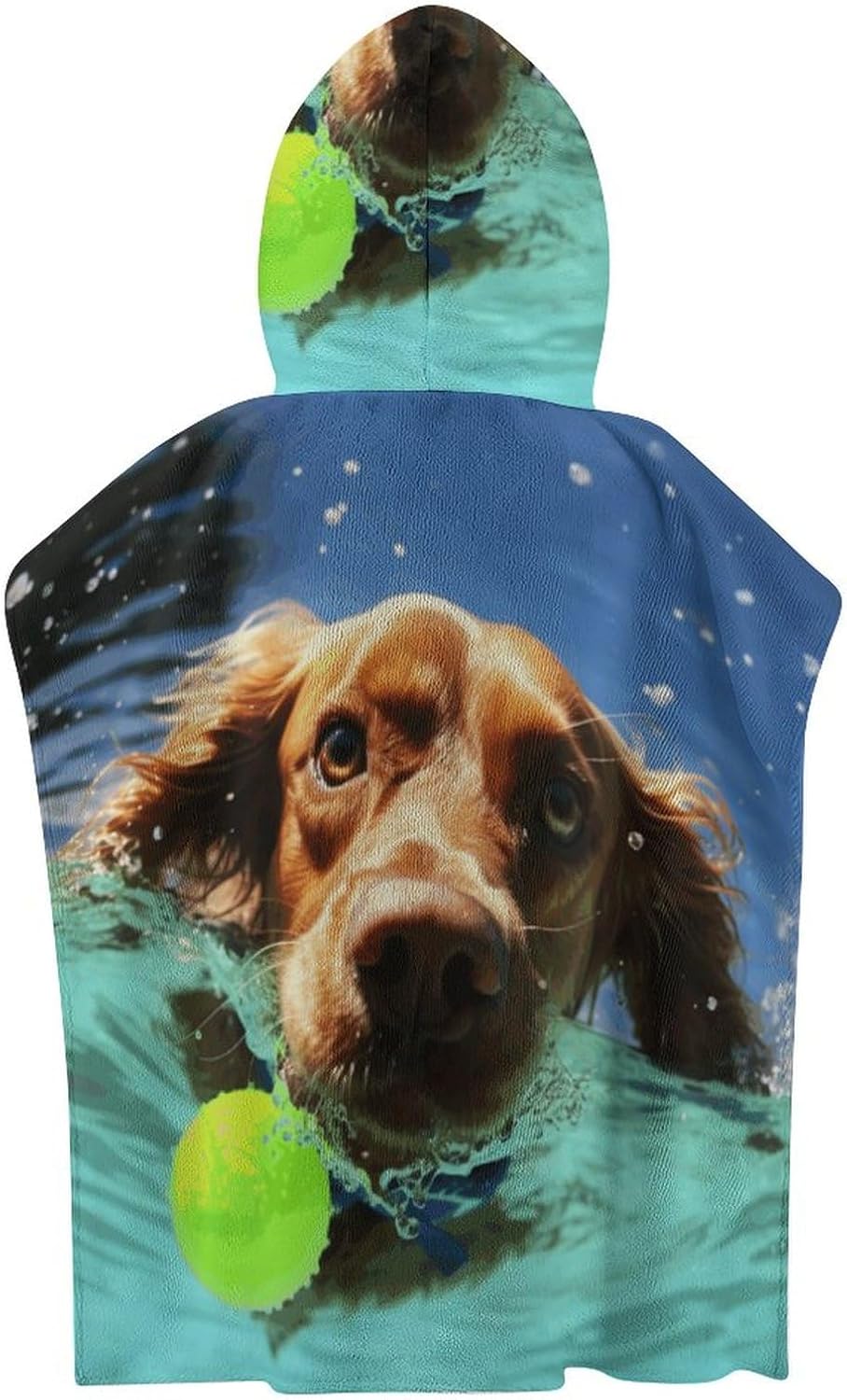 Kids Hooded Bath Towel with Funny Swimming Dog Print