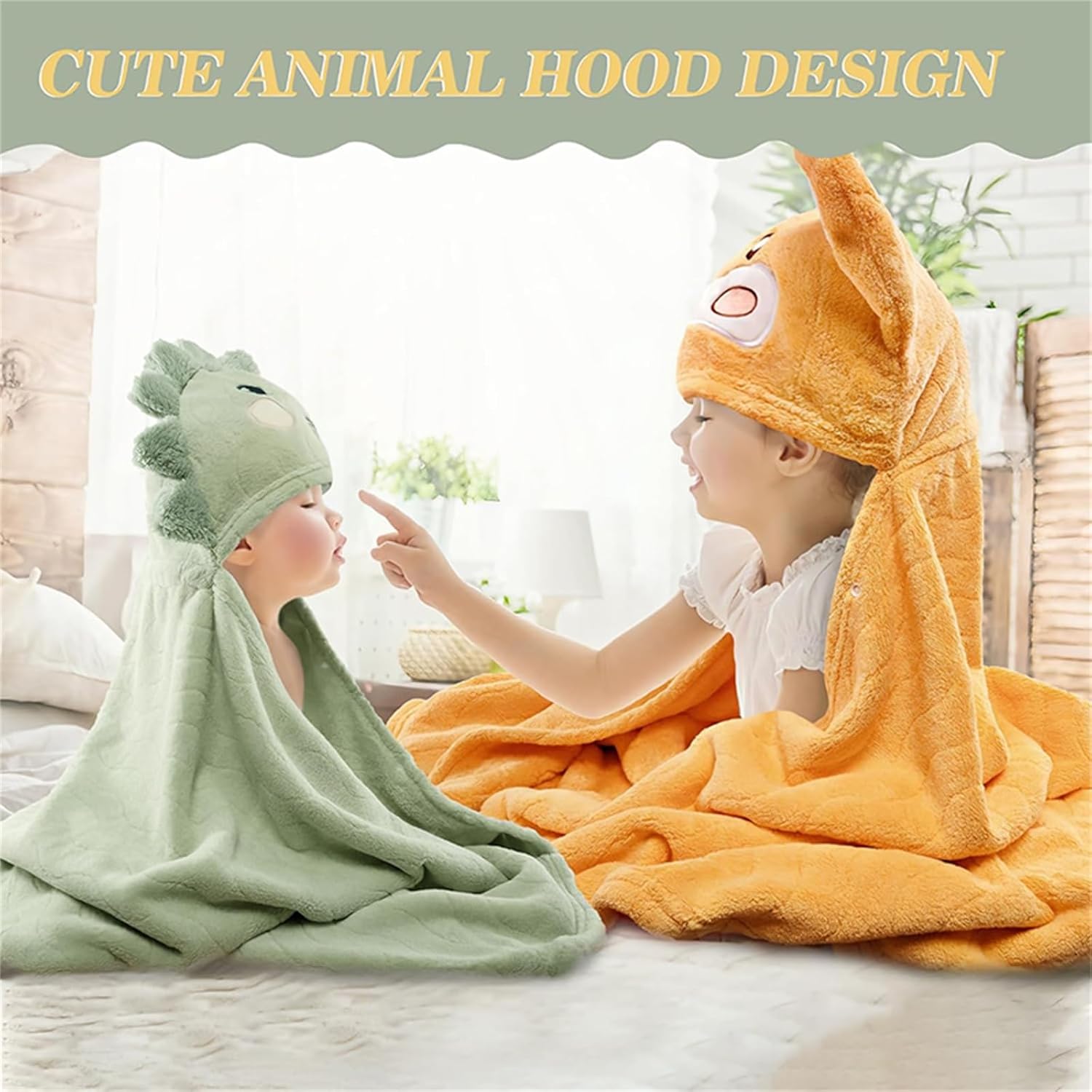 Kids Hooded Bath Towel Large Soft Quick Drying Animal Print
