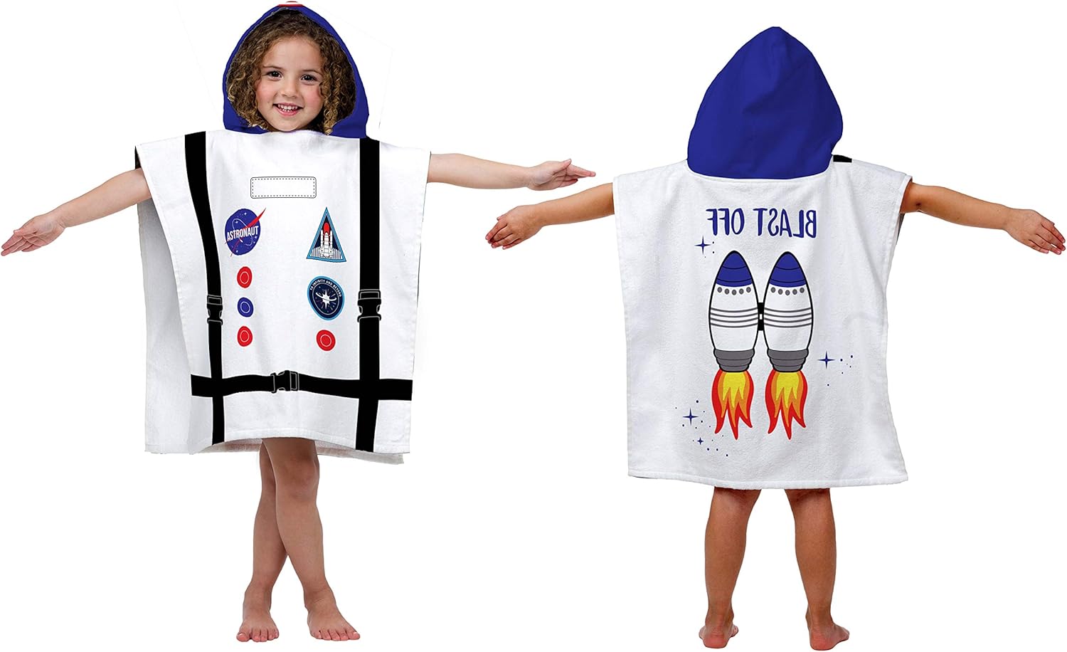 Jay Franco Trend Collector Astronaut Hooded Poncho Towel - 22x22 Inch Cotton