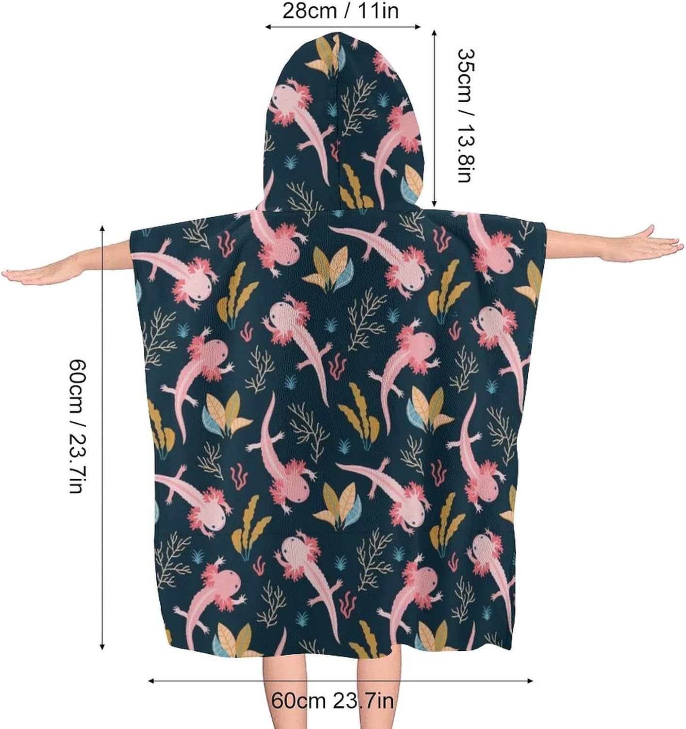 Axolotl Kids Beach Towel with Hood