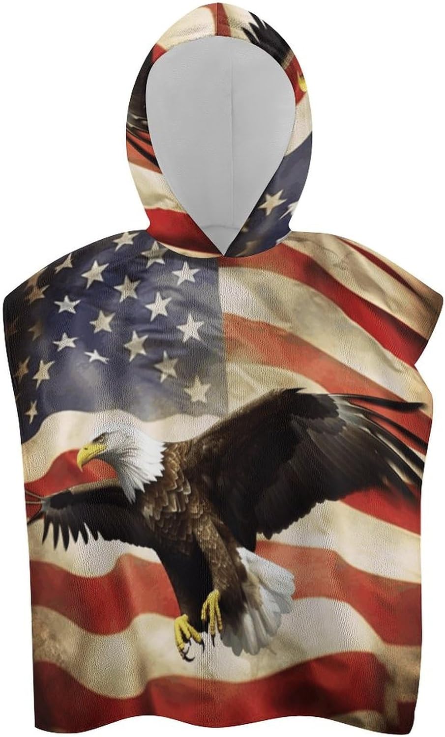 Kids Hooded Beach Towel with Eagle Print