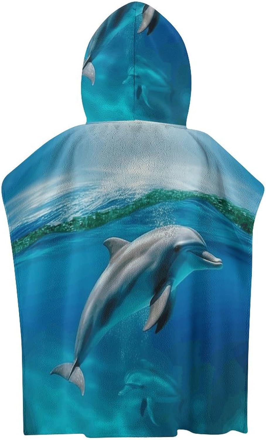 Kids Bath Towel with Swimming Dolphin Print