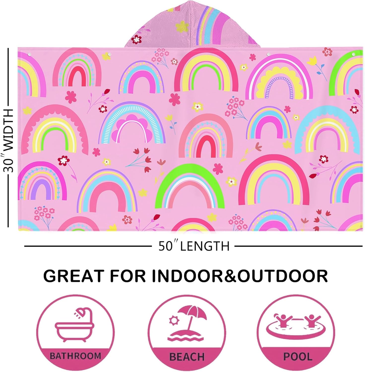 Bonsai Tree Rainbow Hooded Beach Towel for Kids