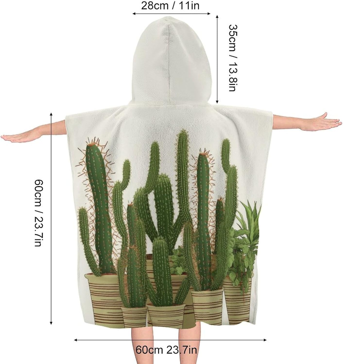 YTDRZ Kids Hooded Beach Towel with Cactus Print