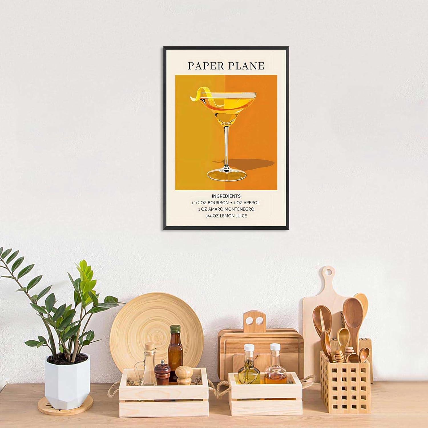 Vintage Cocktail Poster 12x16in Framed Wall Art