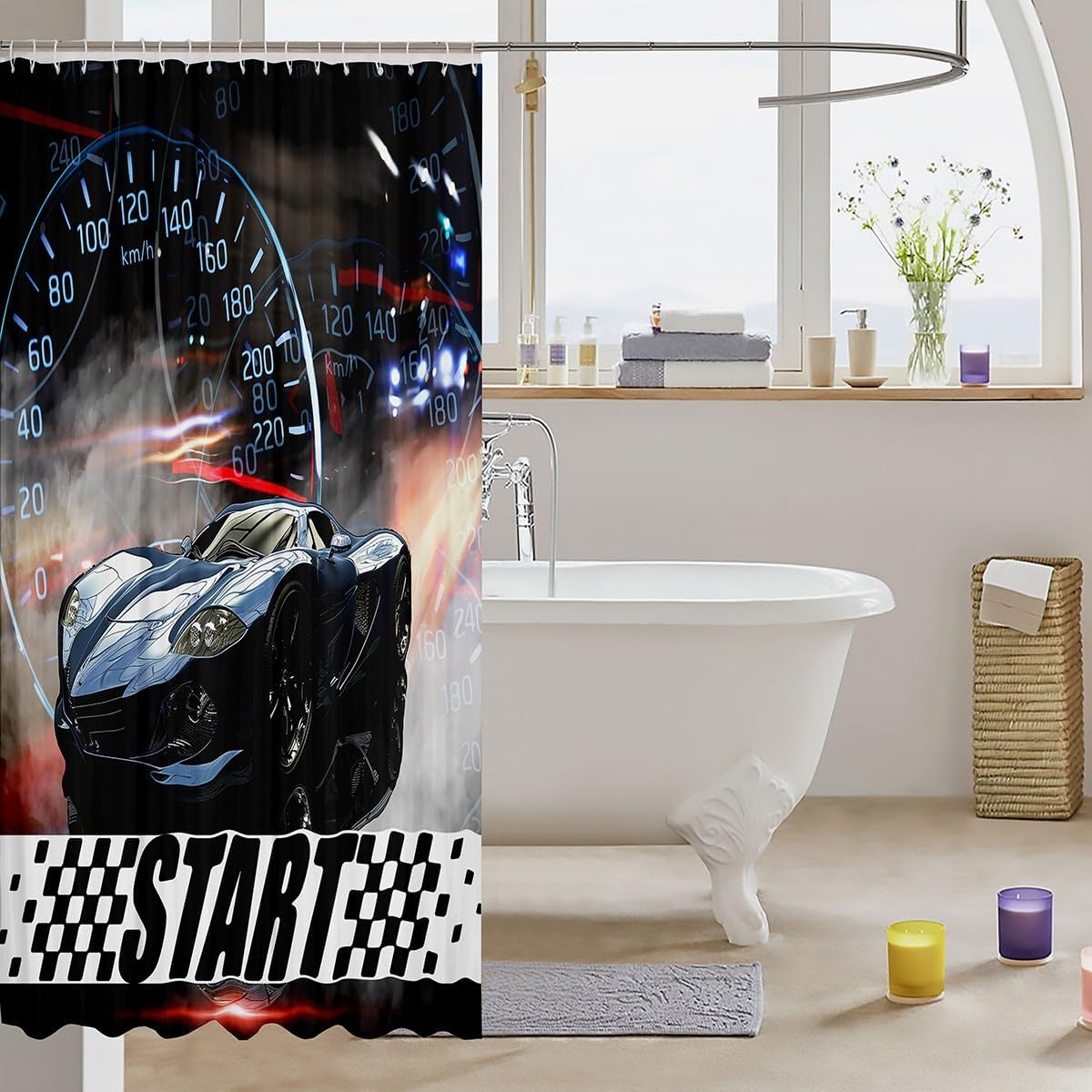 Feelyou Racing Car Shower Curtain 72x72 Kids