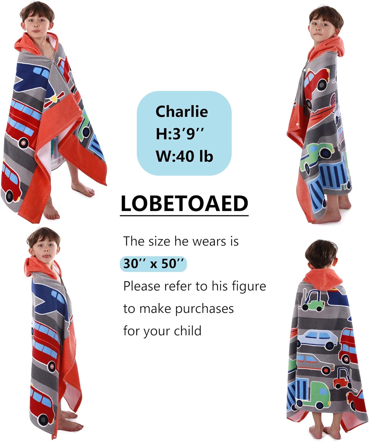 Kids Hooded Beach Towel Real Cotton Wrap for Toddlers
