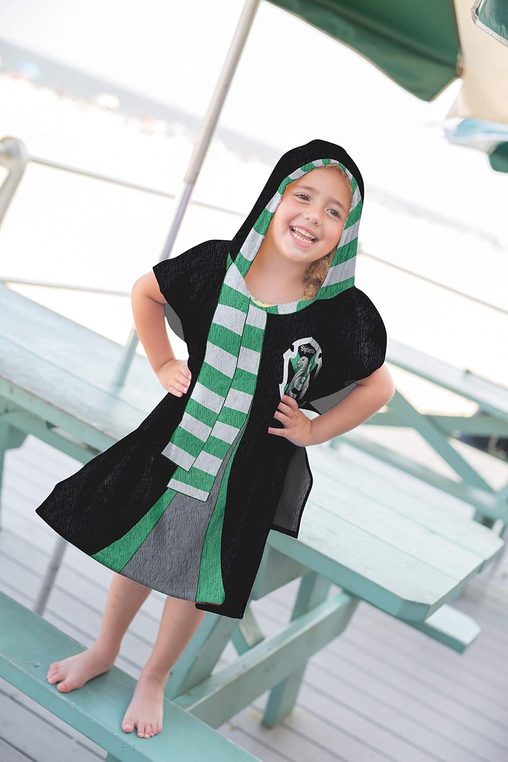Jay Franco Harry Potter Slytherin Kids Bath Poncho - Super Soft Cotton Towel
