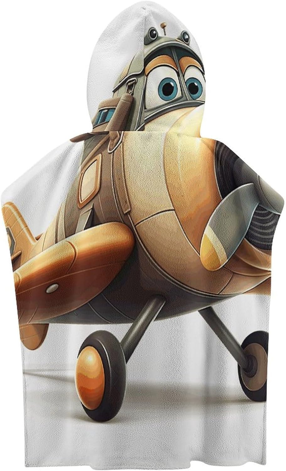 Kids Bath Towel with Hood Yellow Airplane Print