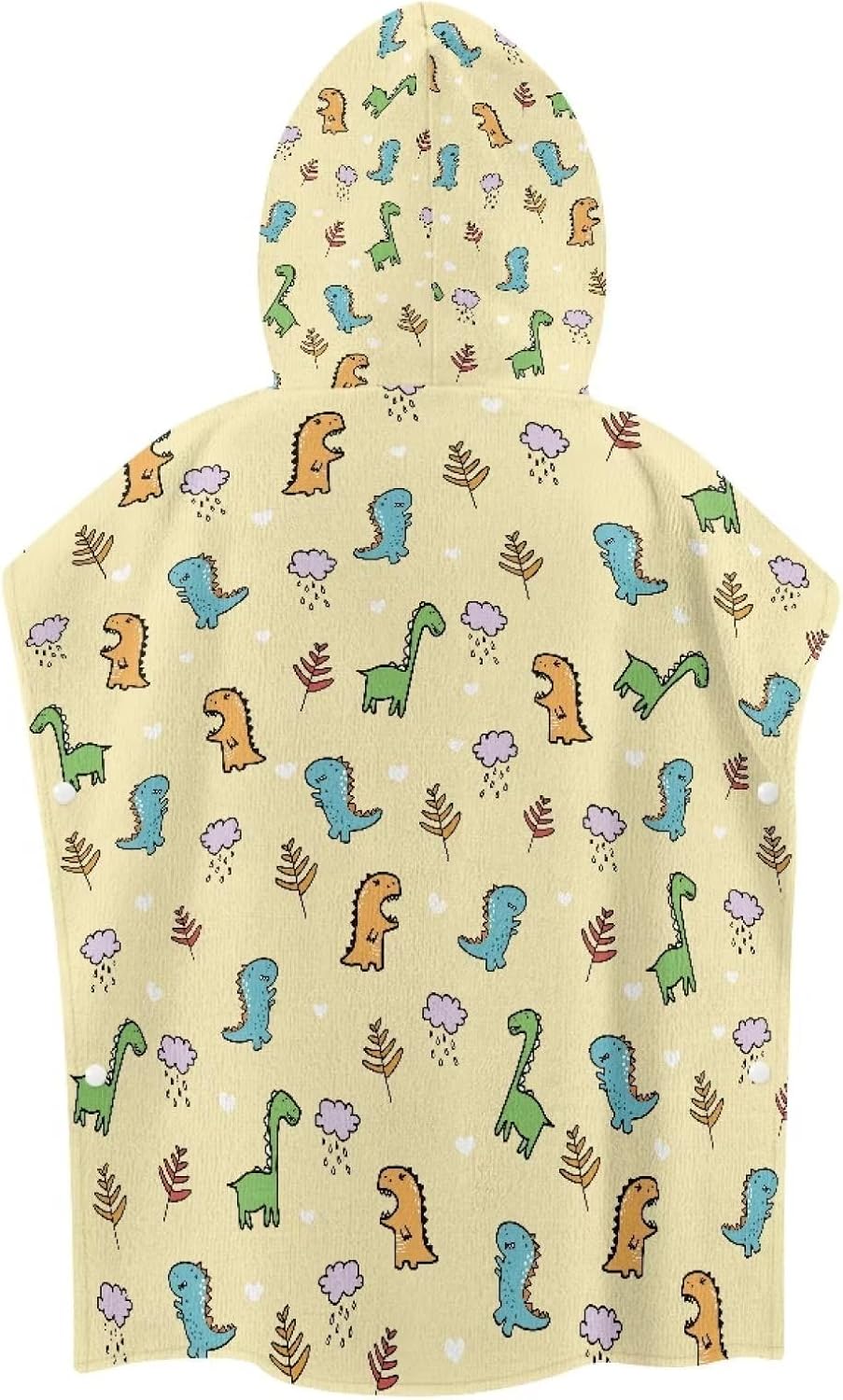 Goronwyfloyd Children Hooded Shower Towel with Yellow Dinosaur Leaf Pattern