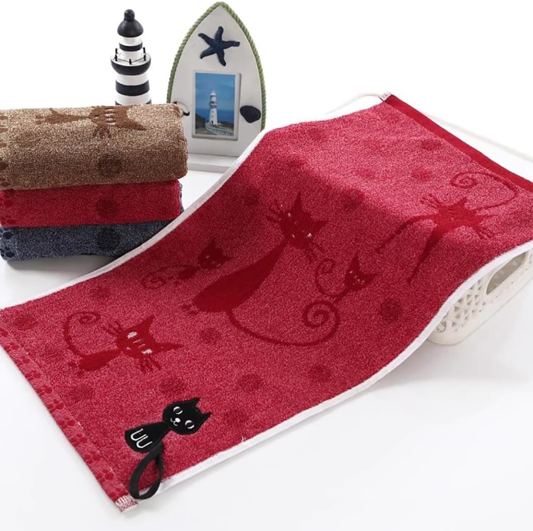 Kissvian 3 Pack Cute Kitten Themed Hand Towels