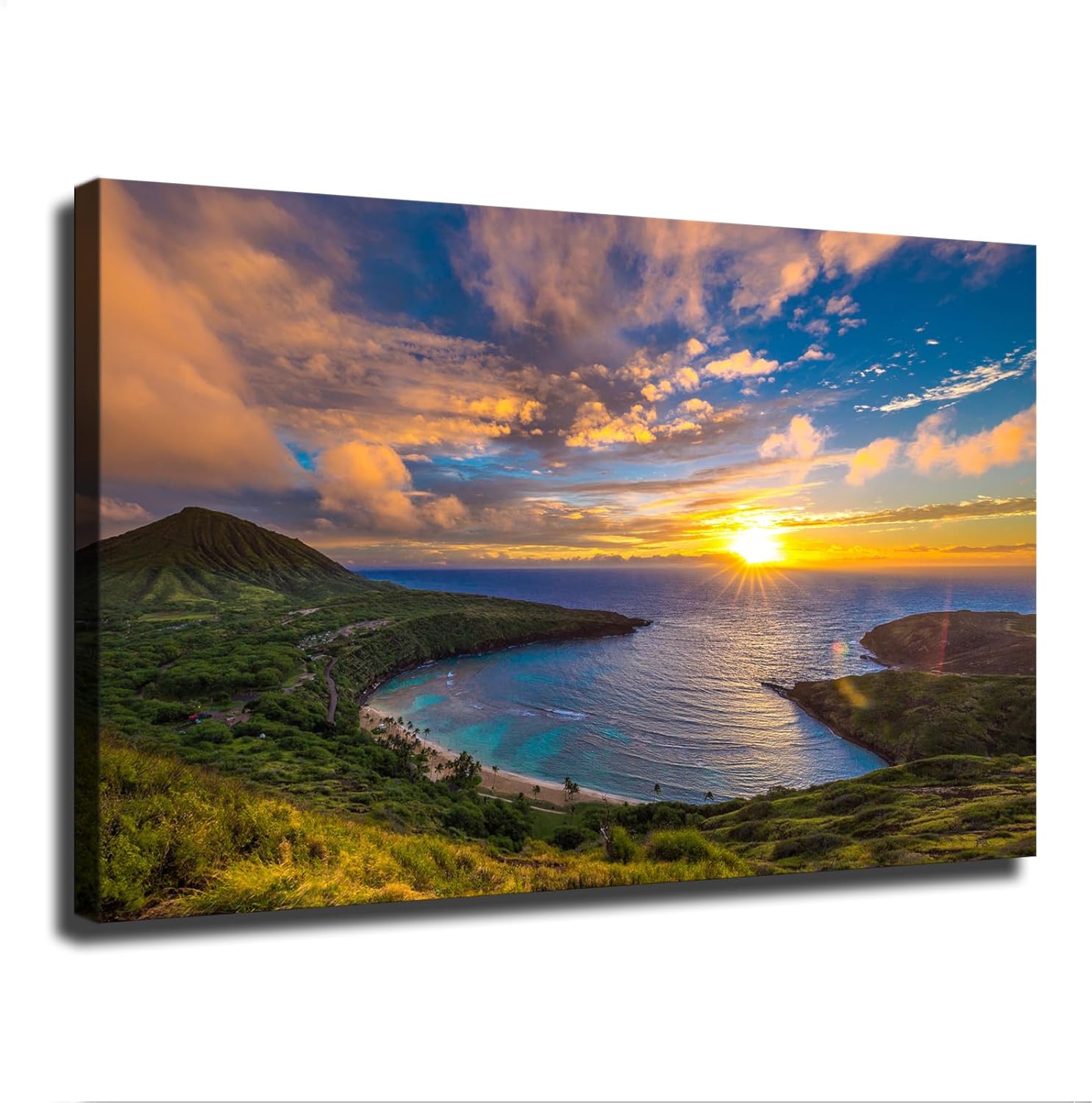 Sunrise at Hanauma Bay Landscape Poster Canvas Print 20x30 Framed
