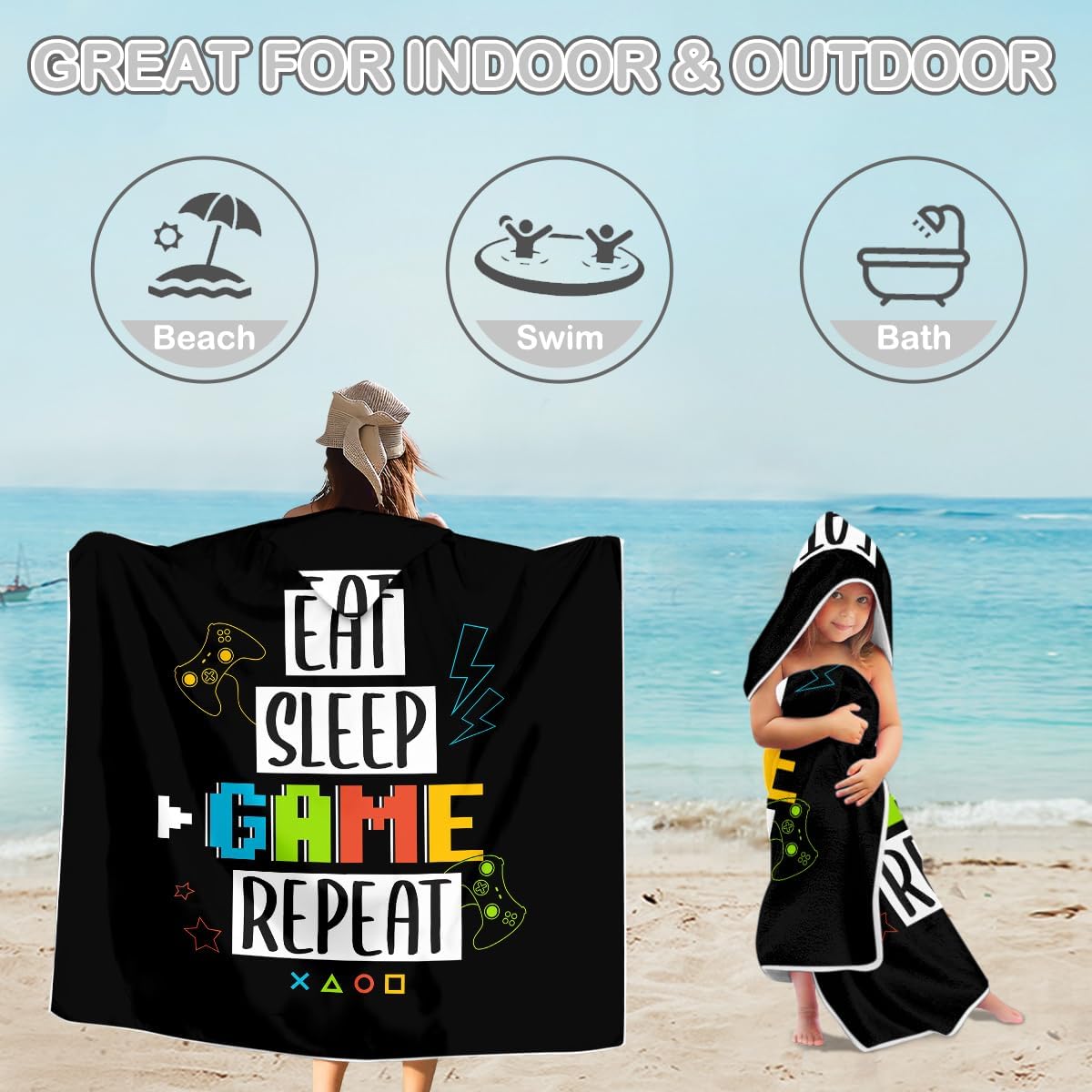 Sleepwish Gamepad Beach Towel with Hood
