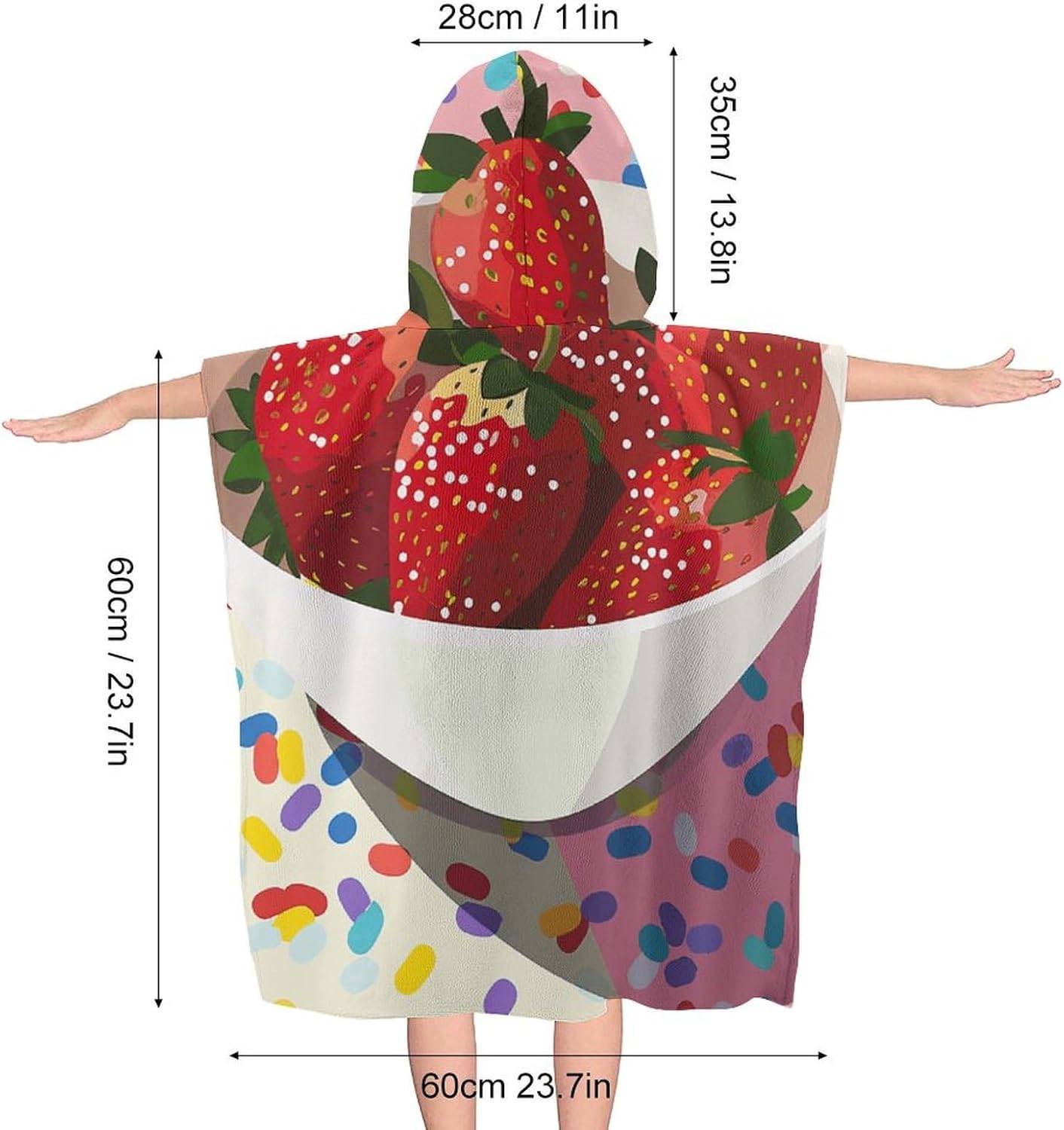 YTDRZ Kids Hooded Bath Towel with Strawberries Design