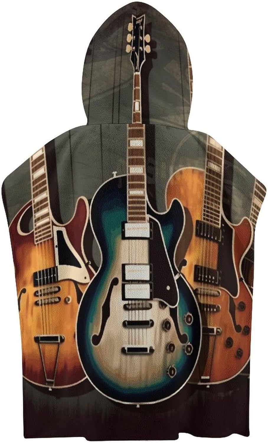 Kids Bath Towel with Guitar Print Hoodie