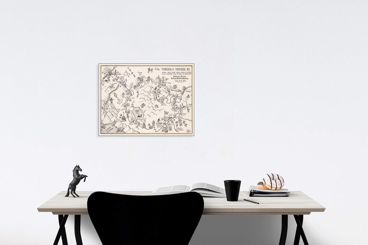 Historic Map of Virginia Truckee Ry 1941 Ward Kimball Art Poster