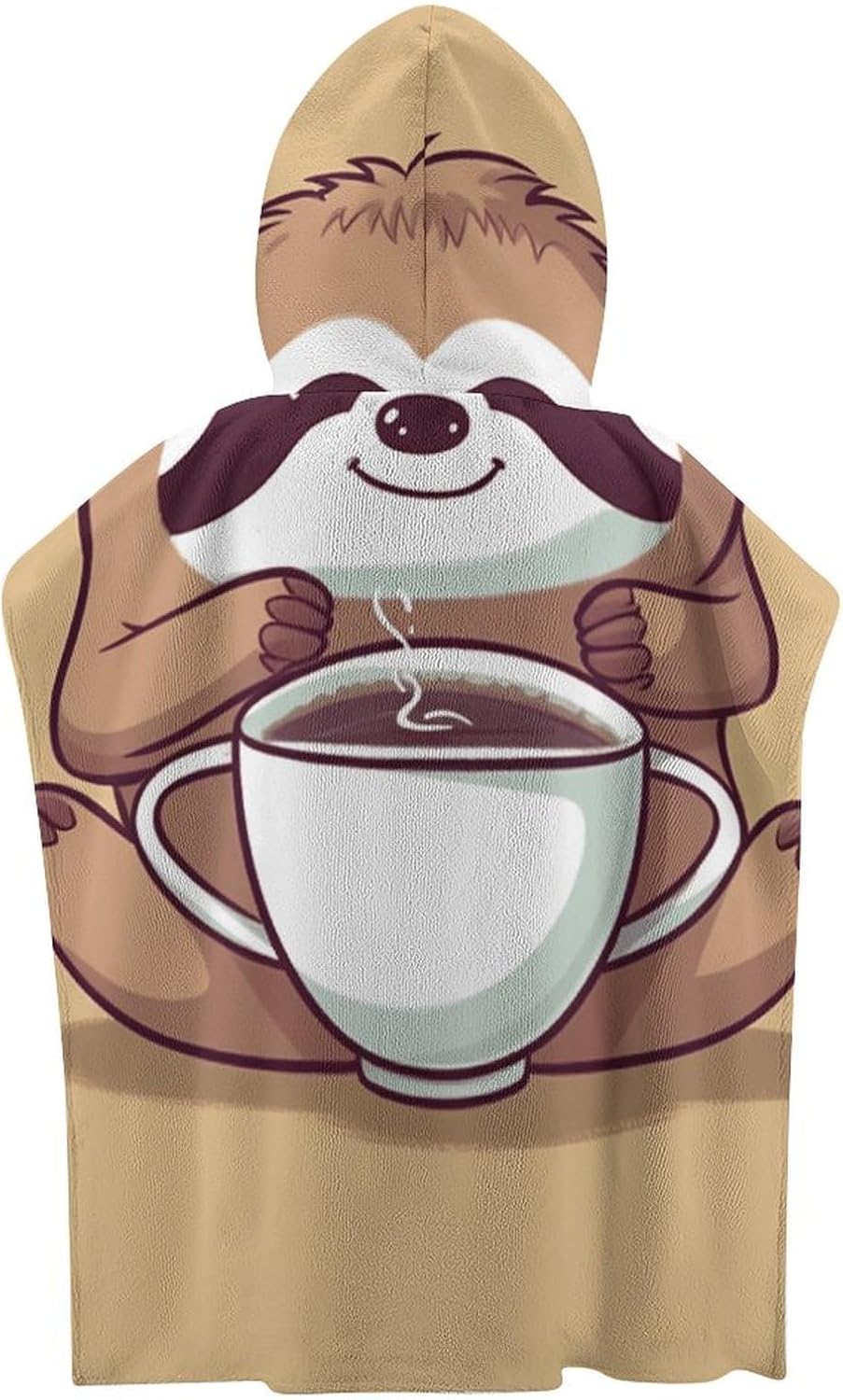 YTDRZ Kids Hooded Beach Towel with Yoga Sloth Coffee Print