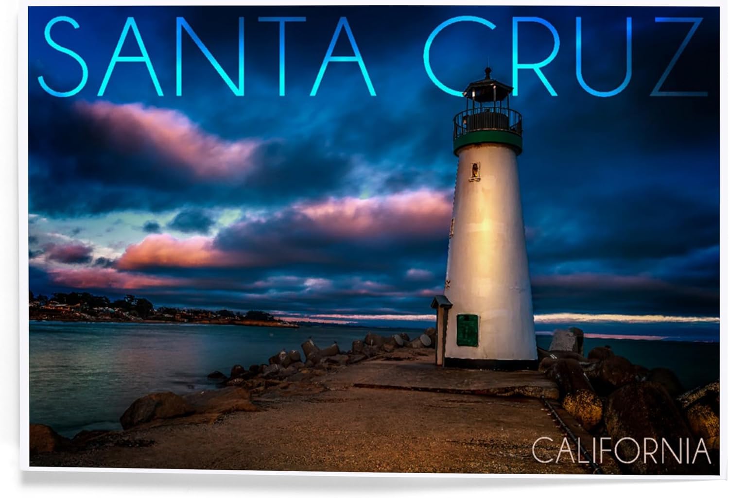 Lantern Press 8x12 Art Print Santa Cruz Lighthouse Night Sky