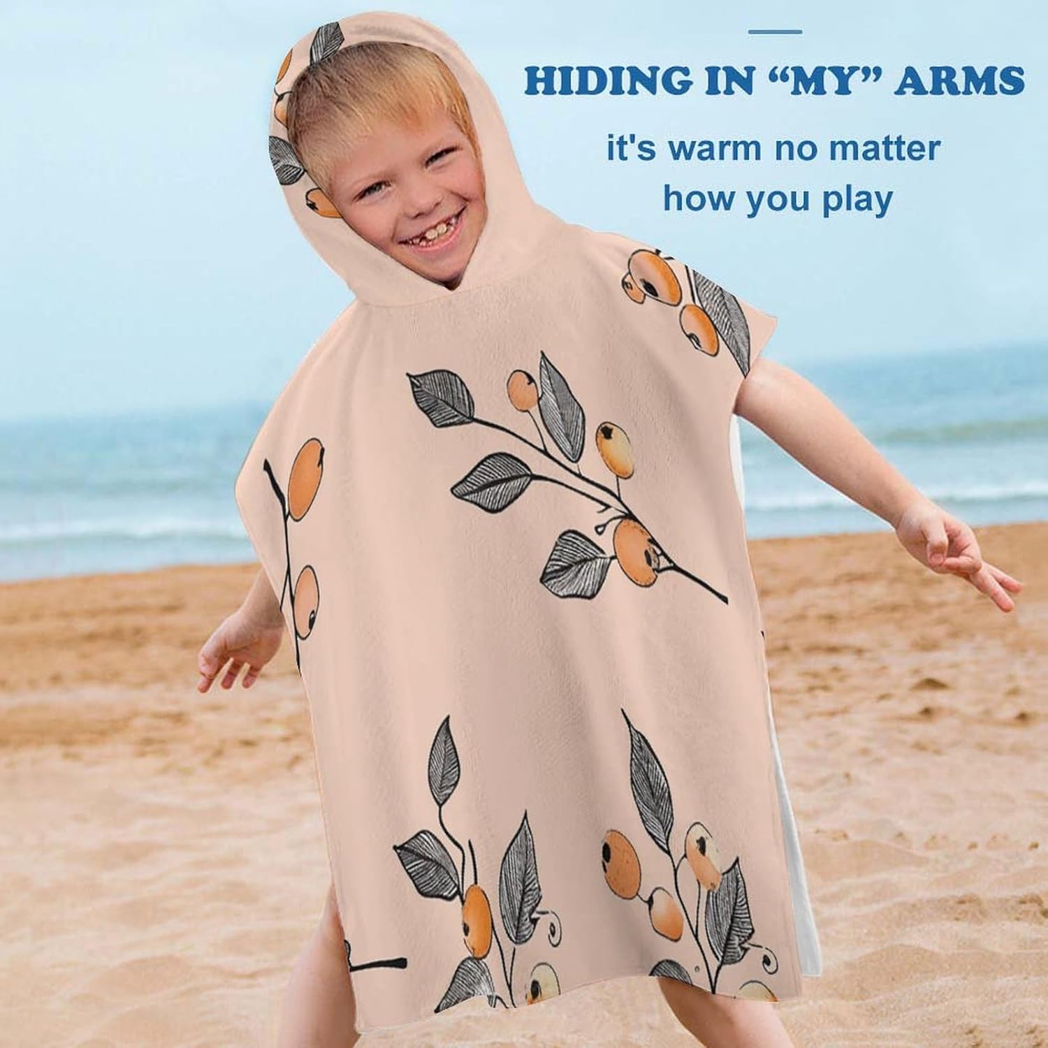 Kids Hooded Pool Towel with Soft Berries Print